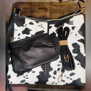 Stylish Black and White Women's Bag Set hobo style